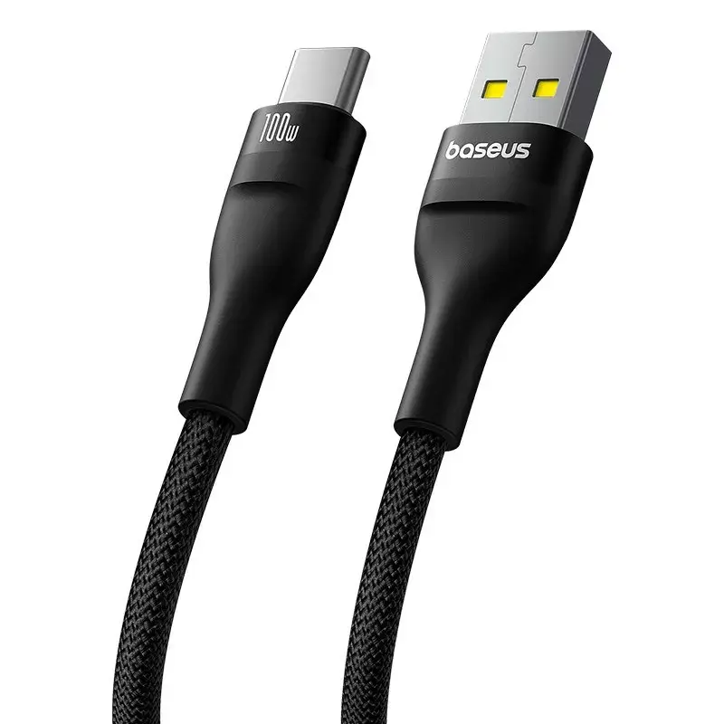 USB-A-auf-USB-C-Kabel Baseus Flash 2 1m 100W Schwarz, USB PD, 480 Mbit/s, Nylon