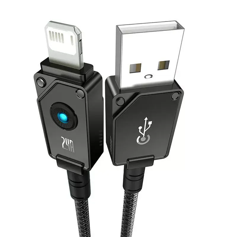 USB-A-auf-Lightning-Kabel Baseus P10355802111-00 — 1 m, 5V/2.4A, USB PD, Aramidfaser, Schwarz