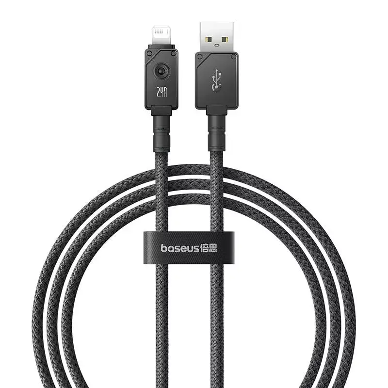USB-A-auf-Lightning-Kabel Baseus P10355802111-00 — 1 m, 5V/2.4A, USB PD, Aramidfaser, Schwarz