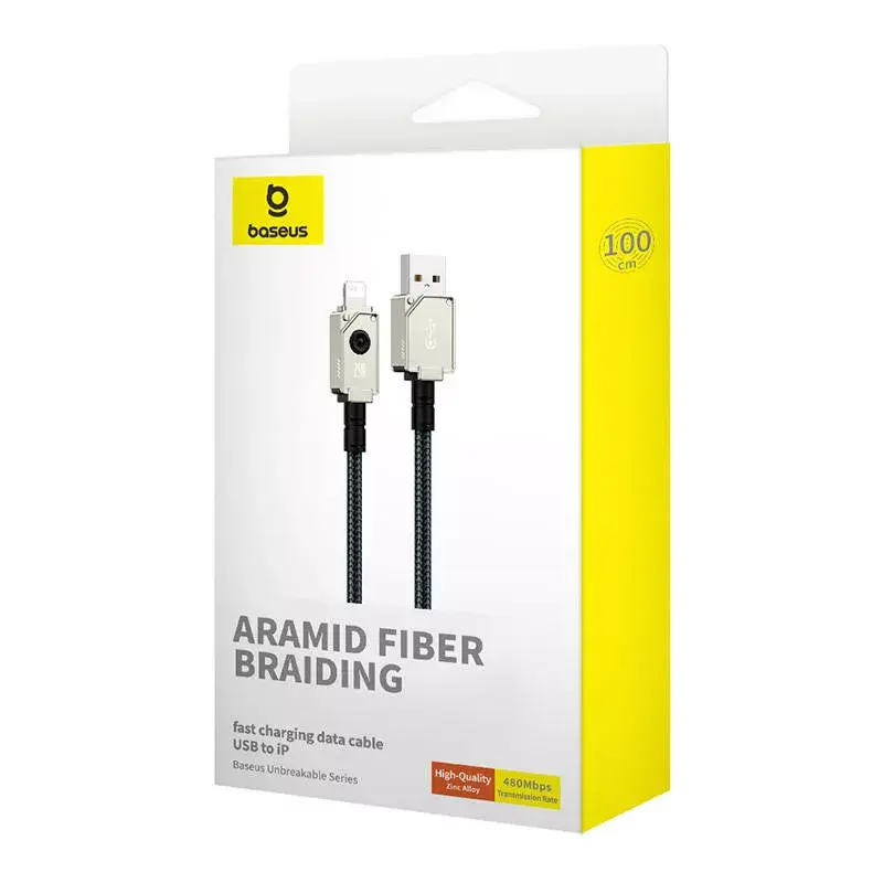 USB-A-auf-Lightning-Kabel Baseus 1 m 5 V 2,4 A Weiß, USB PD, 480 Mbit/s