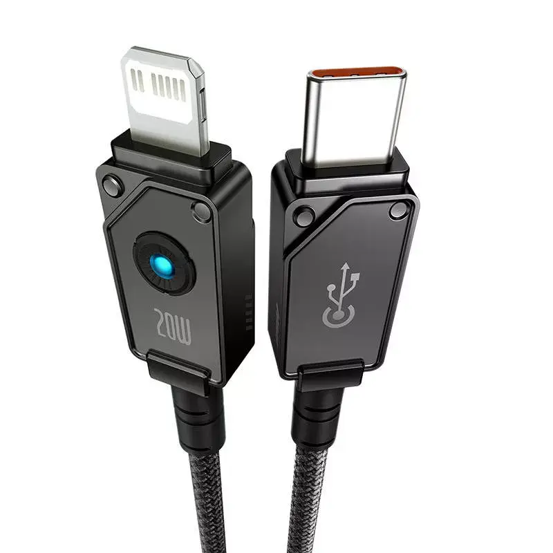 USB-C-auf-Lightning-Kabel Baseus Unbreakable 1m 20W – Aramidfaser, 480 Mbit/s, Schwarz