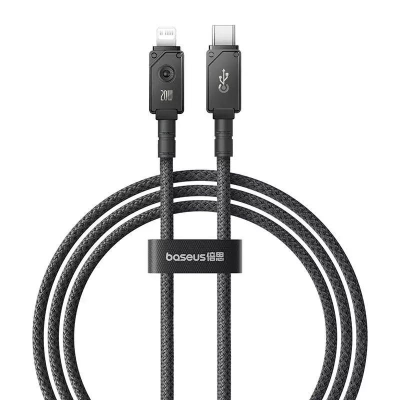 USB-C-auf-Lightning-Kabel Baseus Unbreakable 1m 20W – Aramidfaser, 480 Mbit/s, Schwarz