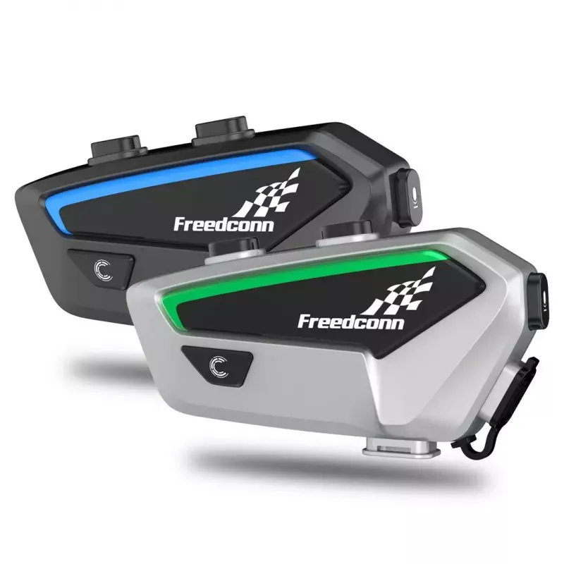 Motorrad-Intercom-Headset FreedConn FX Schwarz — Bluetooth 5.0, IP67, Reichweite 2000 m, 30 h Sprechzeit