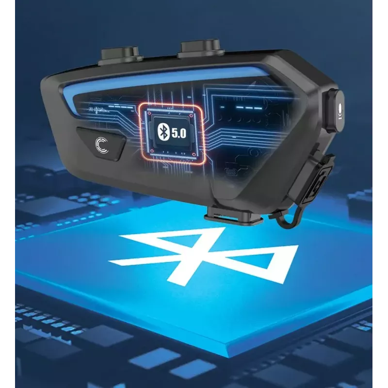 Motorrad-Intercom-Headset FreedConn FX Schwarz — Bluetooth 5.0, IP67, Reichweite 2000 m, 30 h Sprechzeit