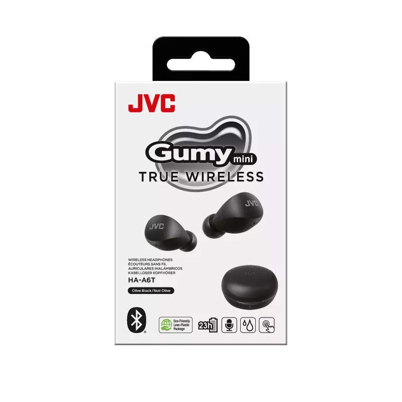 JVC Gumy Mini TWS Schwarz, True Wireless Stereo (TWS), 20 - 20000 Hz, Anrufe/Musik, 7,6 g, Headset, Schwarz