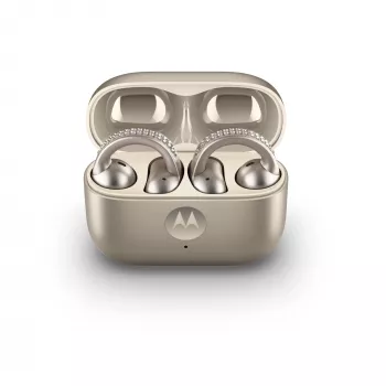 Headset Motorola Moto Buds Loop Bluetooth Ear-Clip-On binaural, Dolby Atmos, Bluetooth 5.0, ANC, 8 h Wiedergabe, Ladecase 520 mAh, Beige