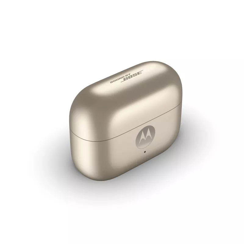 Headset Motorola Moto Buds Loop Bluetooth Ear-Clip-On binaural, Dolby Atmos, Bluetooth 5.0, ANC, 8 h Wiedergabe, Ladecase 520 mAh, Beige
