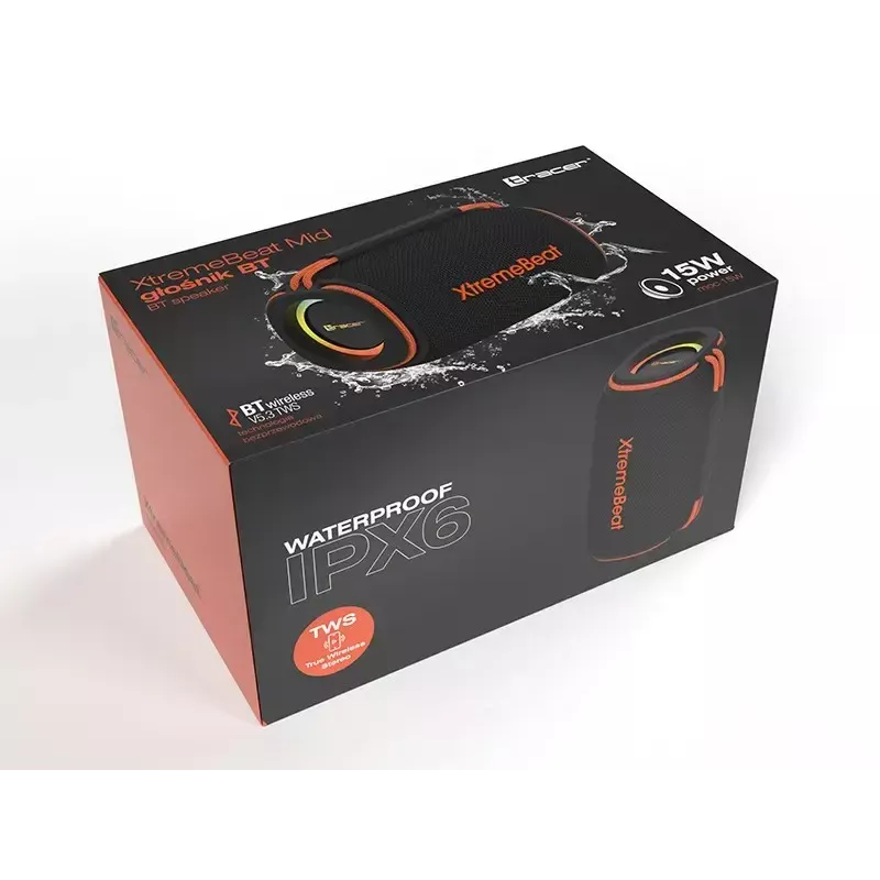 Stereo-Tragbarer-Lautsprecher TRACER XtremeBeat TWS — 15 W, IPX6, Bluetooth 5.3, 6 h, AUX/USB, Mikrofon