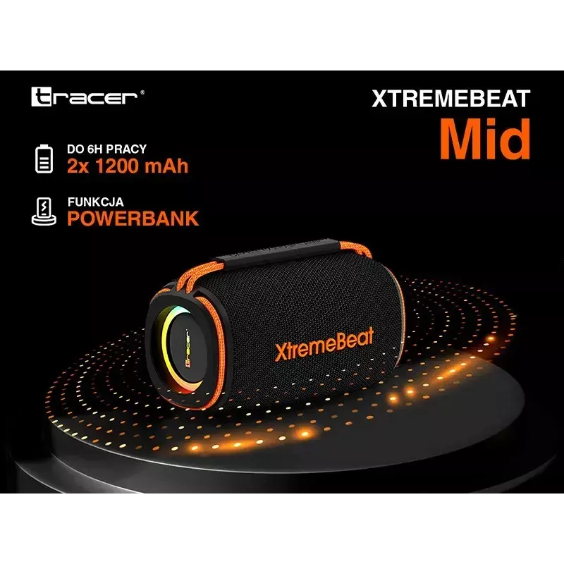 Stereo-Tragbarer-Lautsprecher TRACER XtremeBeat TWS — 15 W, IPX6, Bluetooth 5.3, 6 h, AUX/USB, Mikrofon