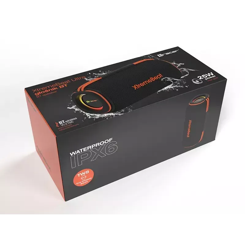 Tragbarer Stereo-Lautsprecher TRACER XtraVox XL TWS BT RGB — 25 W RMS, IPX6, Bluetooth 5.3, AUX, USB-A