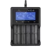 Ladegerät XTAR VC4SL für Li-Ion-, Ni-MH-, Ni-Cd-Zellen – 4-Bay, DC-betrieben, kompatibel mit 18650 und anderen zylindrischen Batterien, schwarz