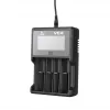 Ladegerät XTAR VC4SL für Li-Ion-, Ni-MH-, Ni-Cd-Zellen – 4-Bay, DC-betrieben, kompatibel mit 18650 und anderen zylindrischen Batterien, schwarz