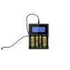Ladegerät XTAR VC4SL für Li-Ion-, Ni-MH-, Ni-Cd-Zellen – 4-Bay, DC-betrieben, kompatibel mit 18650 und anderen zylindrischen Batterien, schwarz