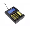 Ladegerät XTAR VC4SL für Li-Ion-, Ni-MH-, Ni-Cd-Zellen – 4-Bay, DC-betrieben, kompatibel mit 18650 und anderen zylindrischen Batterien, schwarz