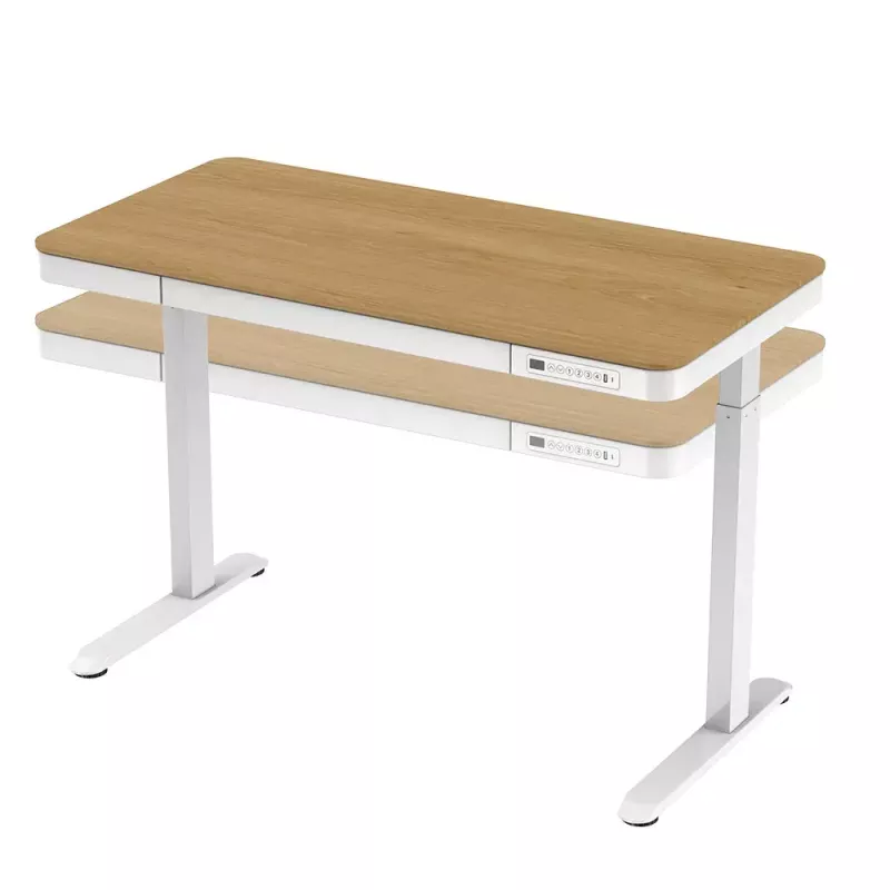 Tuckano elektrisch höhenverstellbarer Schreibtisch ET119W-C weiß/Eiche