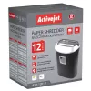 Aktenvernichter ActiveJet ASH-1201D, Streifenschnitt 5 x 38 mm, 22 cm Eingabe, Kapazität 12 Blatt, 25 L-Korb, P-3, schwarz