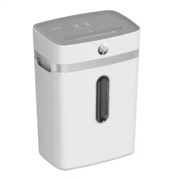 Aktenvernichter HP OneShred 12CC Partikelschnitt P-4 12-Blatt-Kapazität 22 cm Breite 23 L Korb 4×35 mm 65 dB Weiß