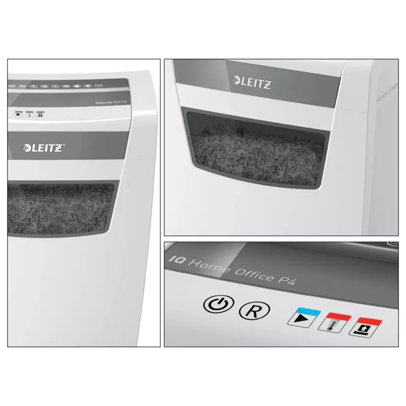 Leitz IQ Home Office Aktenvernichter P4, Partikelschnitt, 22 cm, 4 x 28 mm, 23 L, 225 Blatt, 58 dB