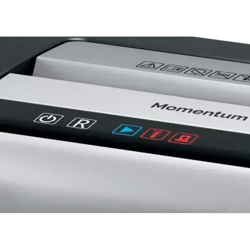 Papiervernichter REXEL Momentum X410 — Partikelschnitt P-4, 4 x 28 mm, 10-Blatt-Kapazität, 23-Liter-Auffangkorb, Staustopp