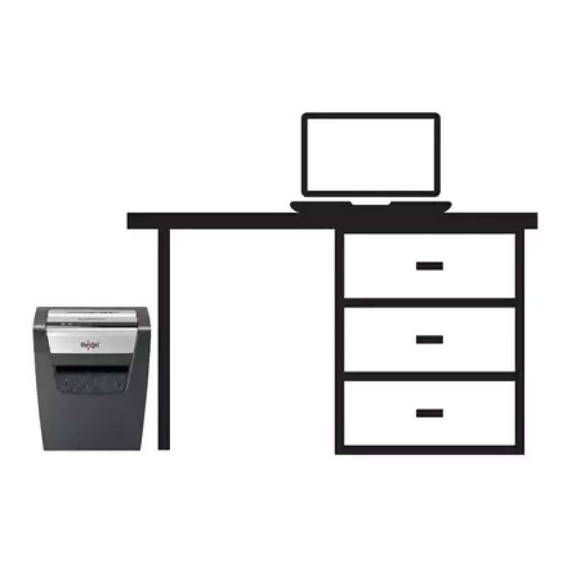Papiervernichter REXEL Momentum X410 — Partikelschnitt P-4, 4 x 28 mm, 10-Blatt-Kapazität, 23-Liter-Auffangkorb, Staustopp