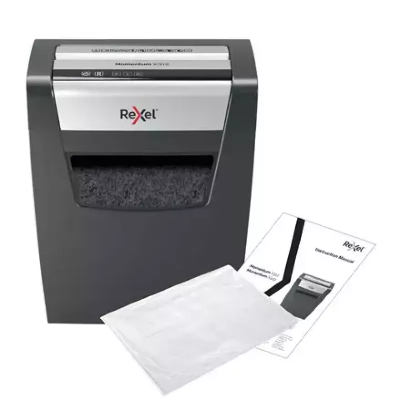 Aktenvernichter REXEL Momentum X312 — Partikelschnitt P-3, 12 Blatt Kapazität, 23 l Auffangbehälter, 5 x 42 mm