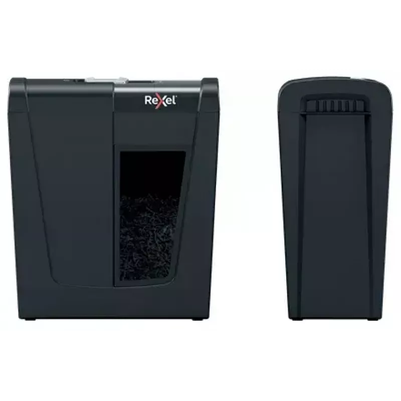 Aktenvernichter REXEL Secure S5 — Streifenschneider, Kapazität 5 Blatt, 6 mm Schnitt, 10 L Behälter, P-2 Sicherheit, Schwarz