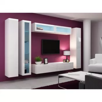 Vitrinenschrank Cama Meble VIGO 180 wandmontiert Glaskasten 1800×400×300 mm weiß/weiß glänzend