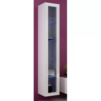 Vitrinenschrank Cama Meble VIGO 180 wandmontiert Glaskasten 1800×400×300 mm weiß/weiß glänzend