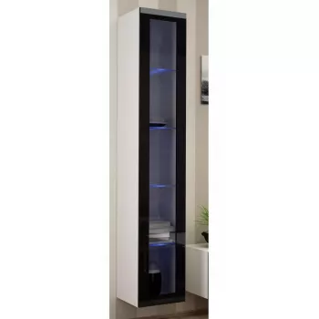 Vitrinenschrank cama meble VIGO 180 wandmontiert Glasvitrine 1800×400×300 mm weiß/schwarz Hochglanz