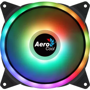 Aerocool DUO14 PC-Lüfter 14cm ARGB LED Dual Ring Antivibration 6-Pin Schwarz