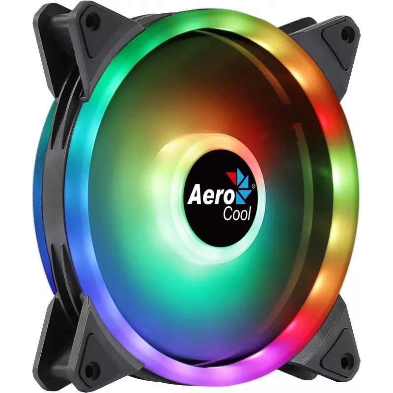 Aerocool DUO14 PC-Lüfter 14cm ARGB LED Dual Ring Antivibration 6-Pin Schwarz