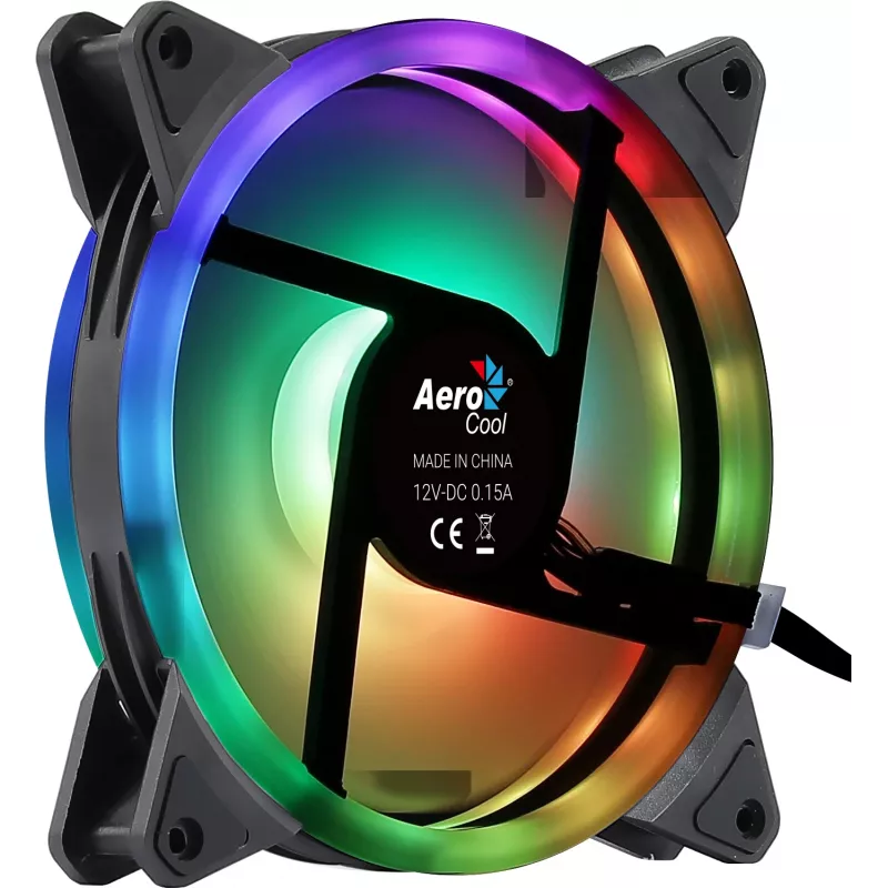 Aerocool DUO14 PC-Lüfter 14cm ARGB LED Dual Ring Antivibration 6-Pin Schwarz