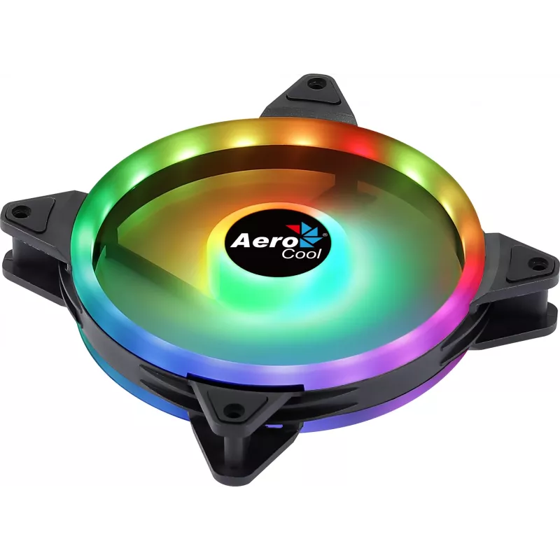 Aerocool DUO14 PC-Lüfter 14cm ARGB LED Dual Ring Antivibration 6-Pin Schwarz