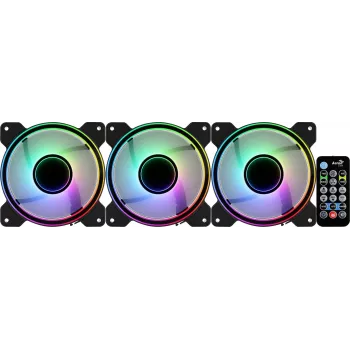 Aerocool MIRAGE12PRO Kit 3xFan PC 12cm ARGB 6 Pins Hub Silent Schwarz