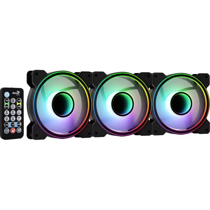 Aerocool MIRAGE12PRO Kit 3xFan PC 12cm ARGB 6 Pins Hub Silent Schwarz