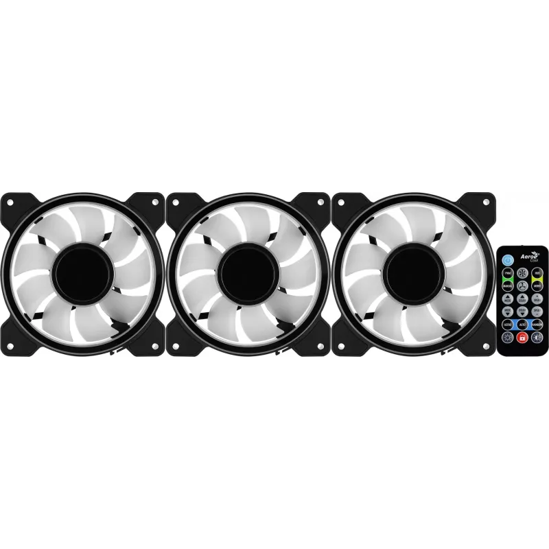 Aerocool MIRAGE12PRO Kit 3xFan PC 12cm ARGB 6 Pins Hub Silent Schwarz
