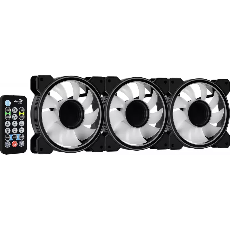 Aerocool MIRAGE12PRO Kit 3xFan PC 12cm ARGB 6 Pins Hub Silent Schwarz
