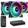 Aerocool DUO12PRO Kit 3x Lüfter 12 cm ARGB LED Dual-Ring Antivibration 6 Pins, schwarz
