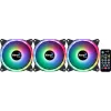 Aerocool DUO12PRO Kit 3x Lüfter 12 cm ARGB LED Dual-Ring Antivibration 6 Pins, schwarz