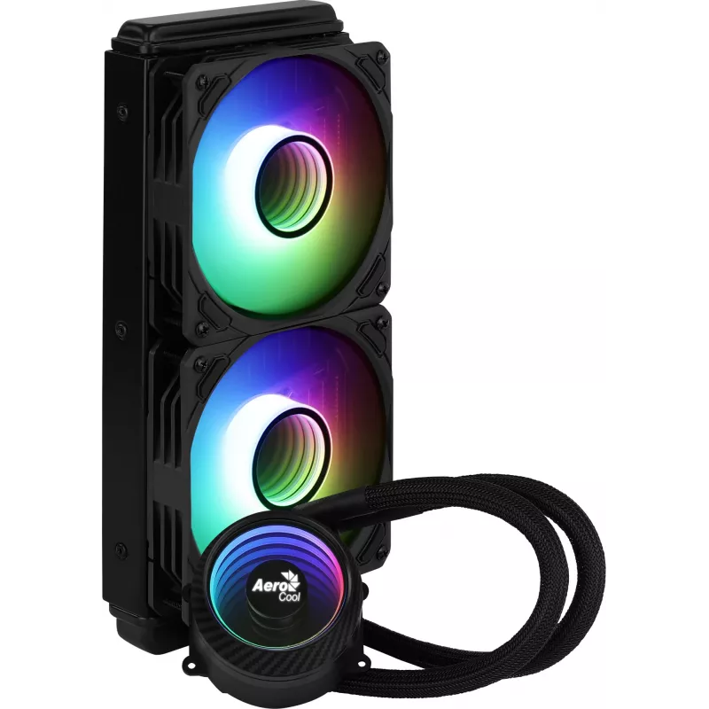 Aerocool MIRAGEL240 CPU Liquid Cooled 2x 12cm ARGB Fan TDP 400W Schwarz