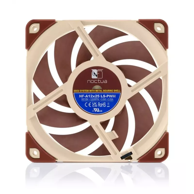 120 mm Noctua Lüfter NF-A12x25, 120×25 mm, 12 V 0,6 W, 4-Pin PWM, 450–1200 RPM, 55,7 m³/h, SSO-Lager, 0,5 m Kabel