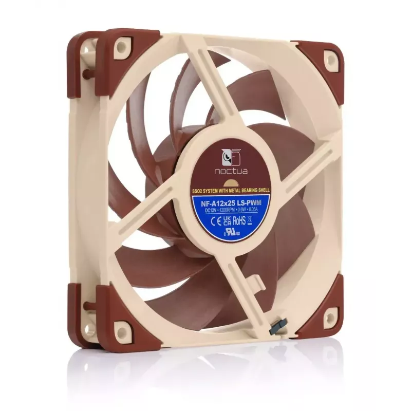 120 mm Noctua Lüfter NF-A12x25, 120×25 mm, 12 V 0,6 W, 4-Pin PWM, 450–1200 RPM, 55,7 m³/h, SSO-Lager, 0,5 m Kabel