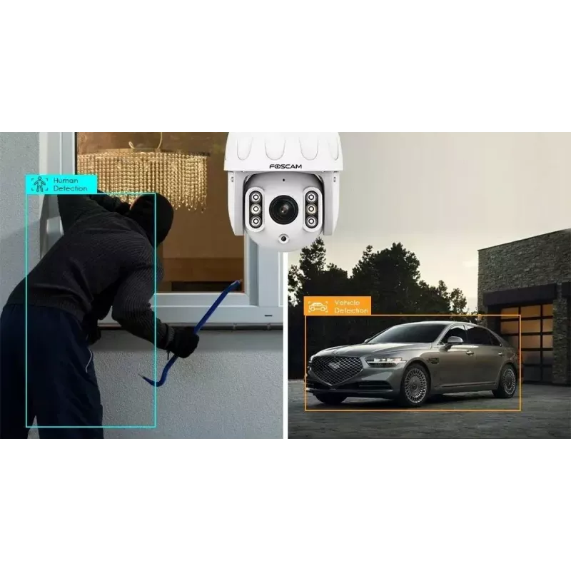 IP PTZ-Überwachungskamera Foscam SD8EP — 8 MP, 4-fach optischer Zoom, 6-fach digital, 355° Schwenken, 90° Neigen, IP66, Außenbereich, weiß