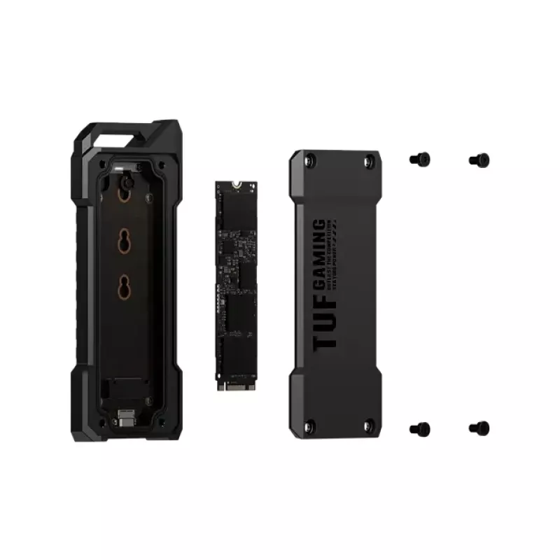 SSD enclosure ASUS ESD-T1A/BLK/G/AS — M.2 (SATA/PCIe) single-bay, USB-C 3.2 Gen2, 10 Gbit/s, Schwarz, key lock
