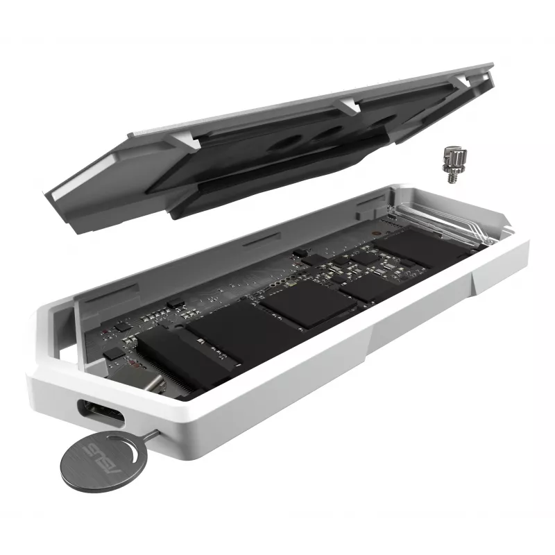 SSD-Gehäuse ASUS ROG Strix Arion White Edition — M.2 PCIe, USB Type-C 10 Gbit/s, für eine SSD
