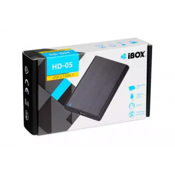 HDD/SSD-Gehäuse IBOX HD-05 Schwarz — 2,5 Zoll SATA III, USB 3.2 Gen 1 (5 Gbit/s), Micro-USB B, UASP, bis zu 10 TB