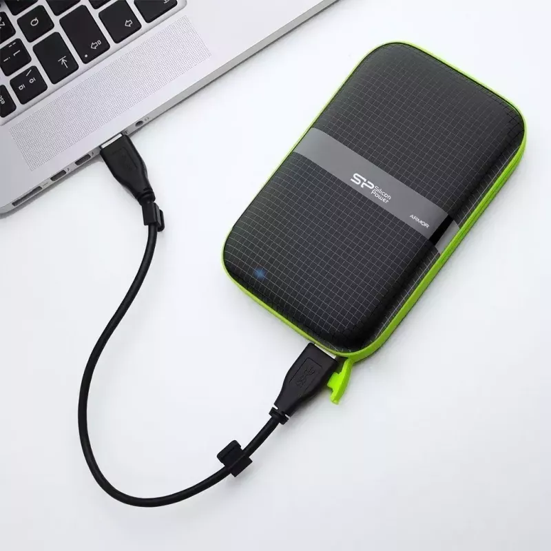 Externe HDD Silicon Power Armor A60 1 TB 2,5 Zoll USB 3.2 Gen 1, stoßfest, AES-256, schwarz
