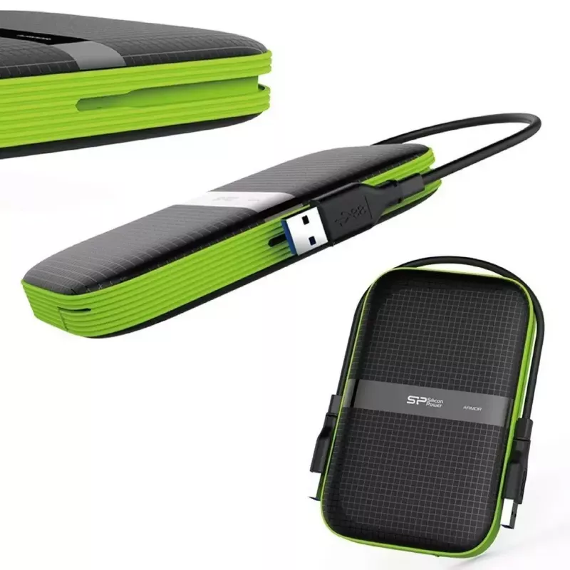 Externe HDD Silicon Power Armor A60 1 TB 2,5 Zoll USB 3.2 Gen 1, stoßfest, AES-256, schwarz