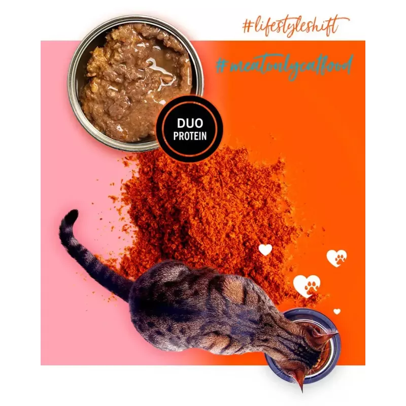 Nassfutter für Katzen 3coty Truthahn mit Krill 80 g — Alleinfuttermittel für ausgewachsene Katzen, 80 g Dose, Protein 19%, Fett 7%