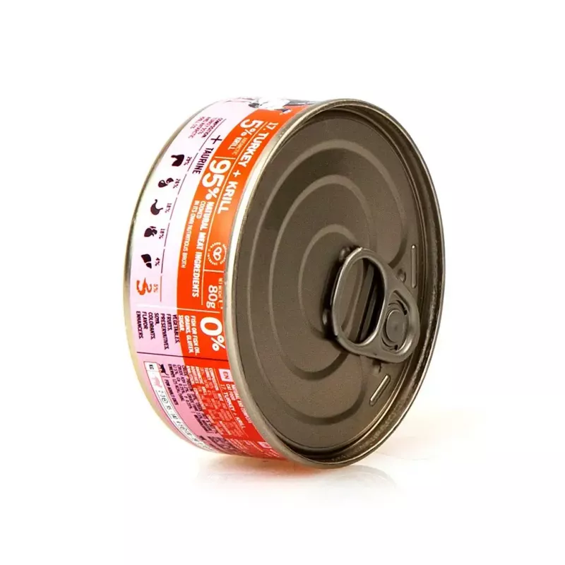 Nassfutter für Katzen 3coty Truthahn mit Krill 80 g — Alleinfuttermittel für ausgewachsene Katzen, 80 g Dose, Protein 19%, Fett 7%